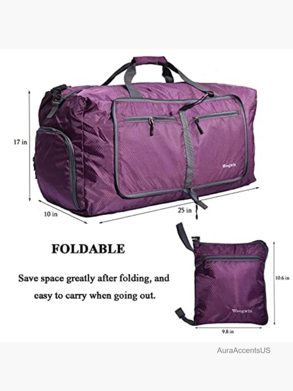 Large Foldable Waterproof Travel Duffel Bag for Gym Sports